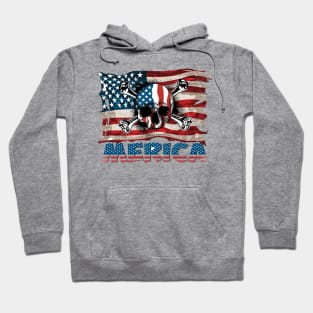 Skull 4th July American Flag -MERICA- Independence Day Hoodie